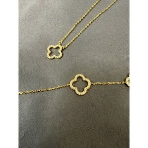 Gold Clover Necklace/Bracelet Set